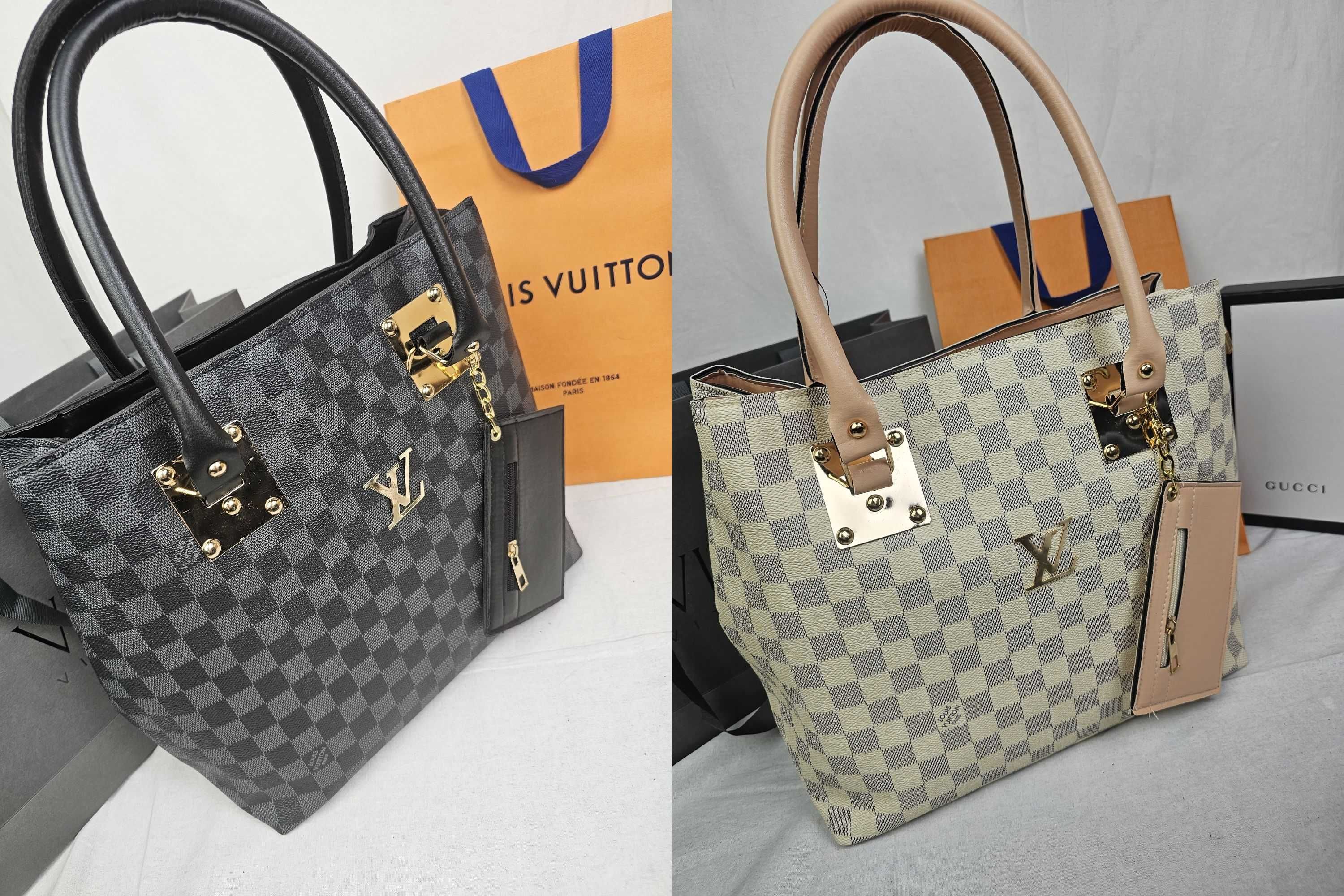 Torba z saszetka Louis Vuitton czarna kratka nowość hit