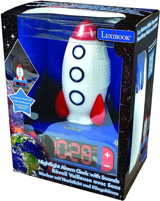 Cyfrowy BUDZIK zegar 3D i Lampa Nocna RAKIETA rock