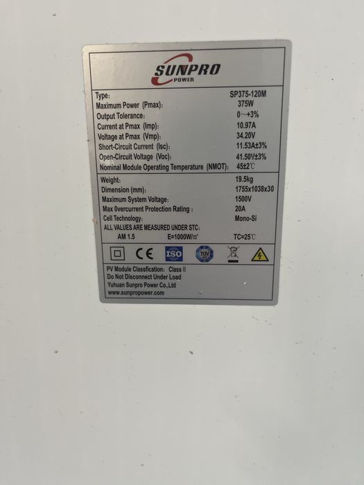 Panel fotowoltaiczny SUNPRO 375w