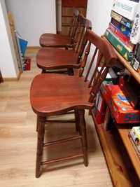 Krzesła, krzesła barowe, hokery, drewniane, stołki barowe, trzy sztuki