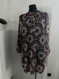 Długa koszula sukienka tunika z wiązaniem przy szyi rozmiar M/L