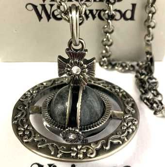 Vivienne Westwood Floral Engraved Orb Pendant Necklace