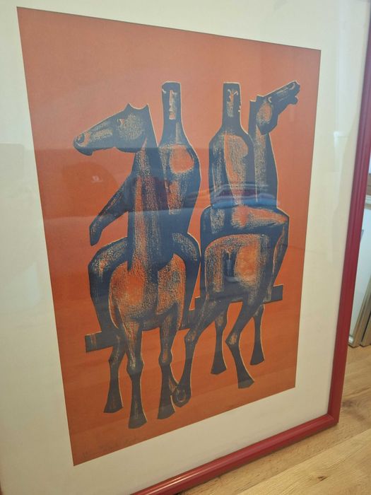 Quadro do Pintor Amândio Silva – Litografia Vendedores de Cavalos