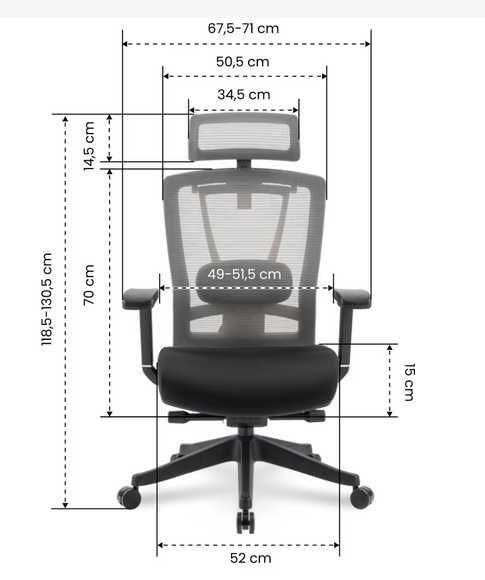Krzesło z Wieloma Regulacjami i Dzielonym Podparciem Lędźwiowym c7