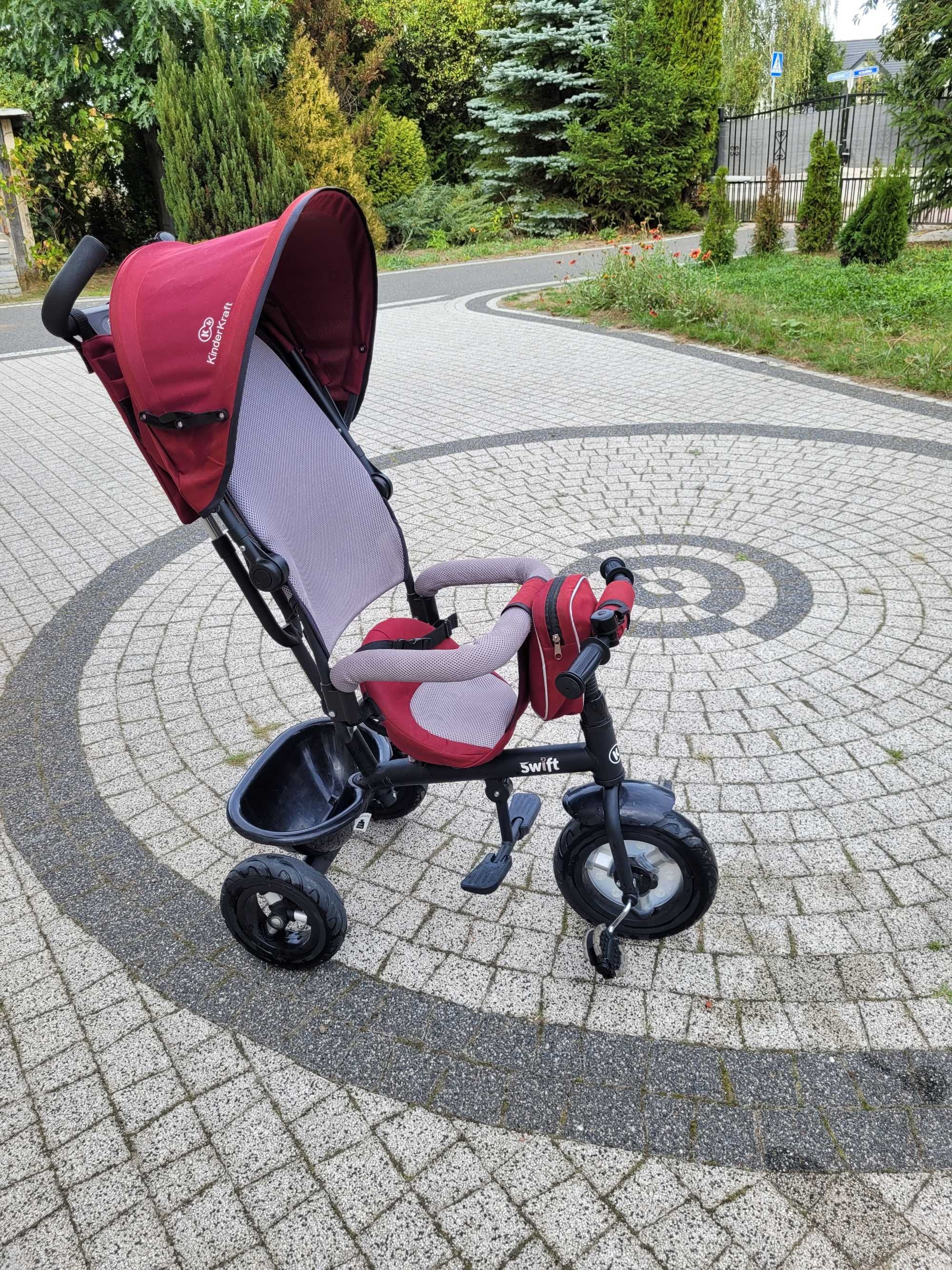 Wózek Rowerek trójkołowy Kinderkraft Swift 3w1 bordowy