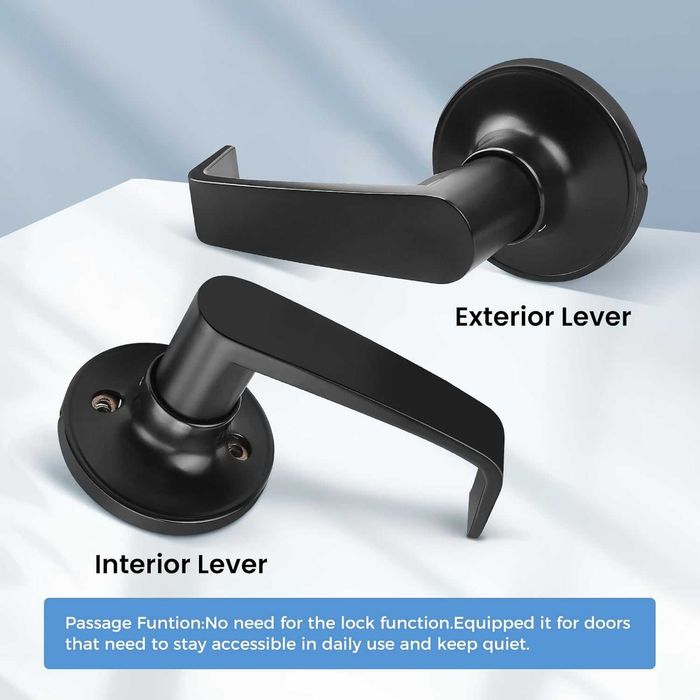 PinLin 6 sztuk matowych czarnych klamek do drzwi