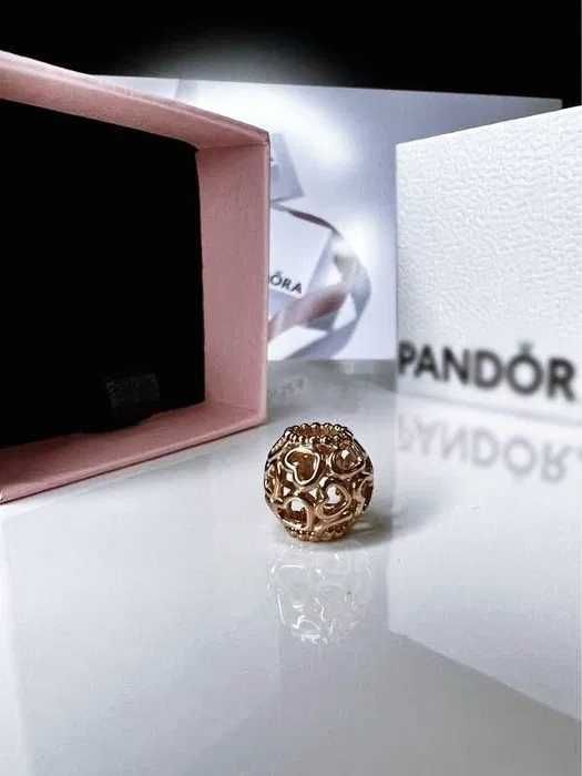 Charms Złote Ażurowe Serduszka do Bransoletka Pandora + PUDEŁKO gratis