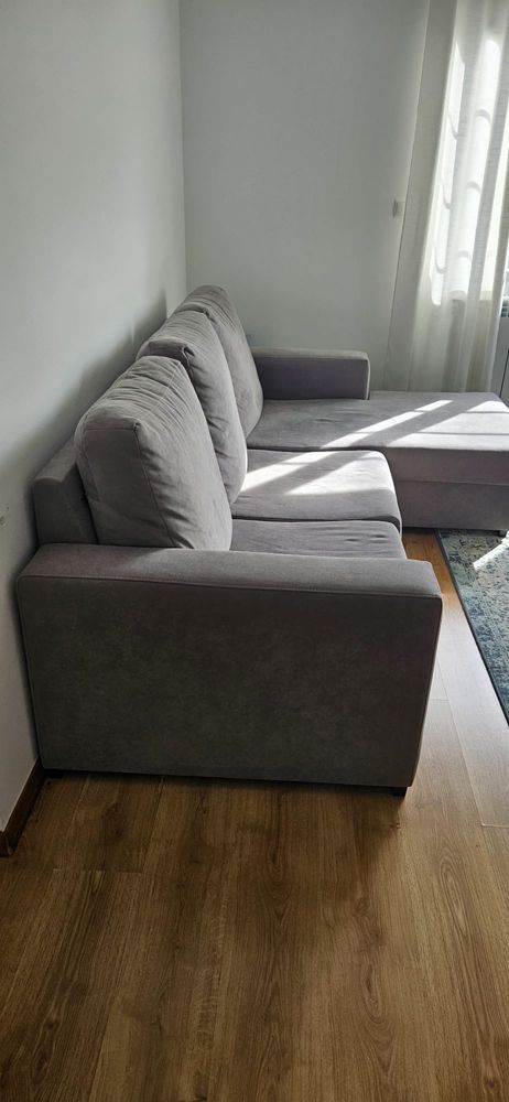 Sofa cinzento 3 lugares com chaise long