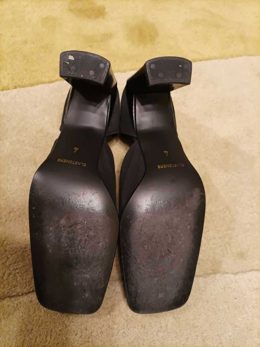 Czarne atłasowe buty Hogl na obcasie 7,5 cm, do tańca, rozmiar 37