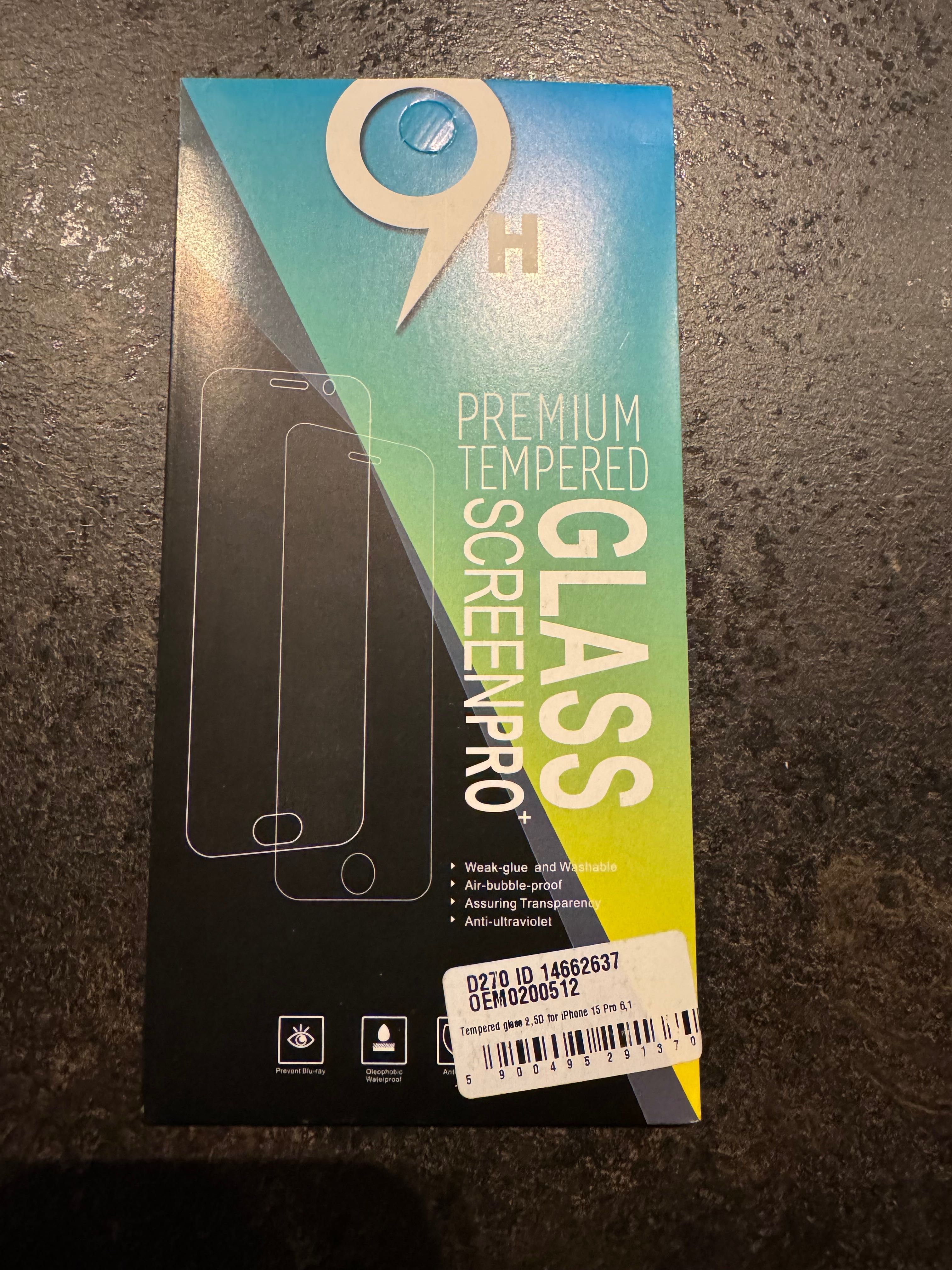 Szkło hartowane ochronne płaskie 2.5D 9H do Apple iPhone 15 Pro 6.1