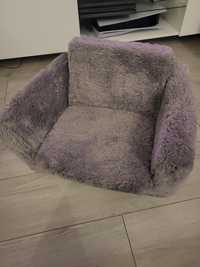 Pufa fotel futrzany pluszowy dla dzieci szara gratis duzy leniwiec