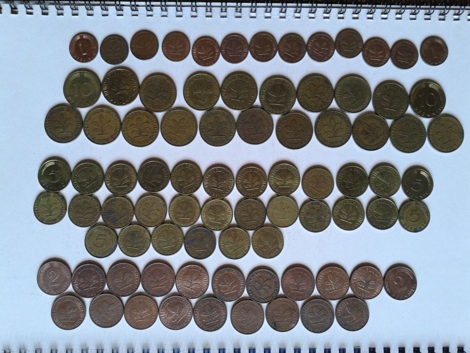 Монеты ФРГ 1,2,5,10 пфеннигов 1950-96 г.г. - 73 шт
