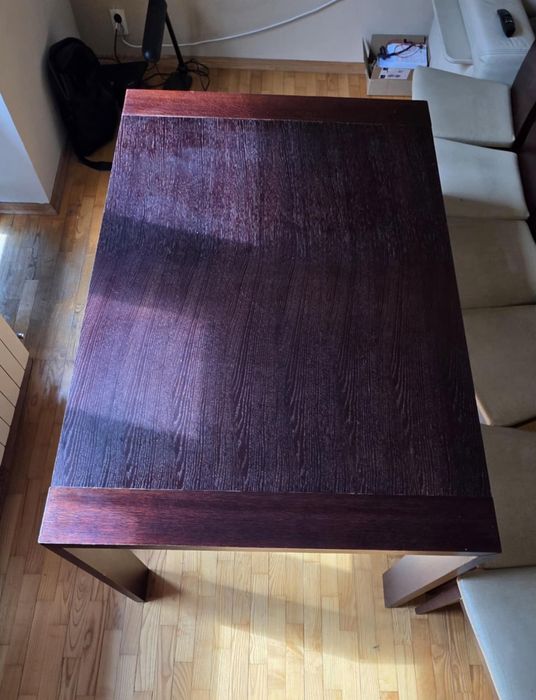 Stół z drewna + 6 krzeseł wenge 140/230×90
