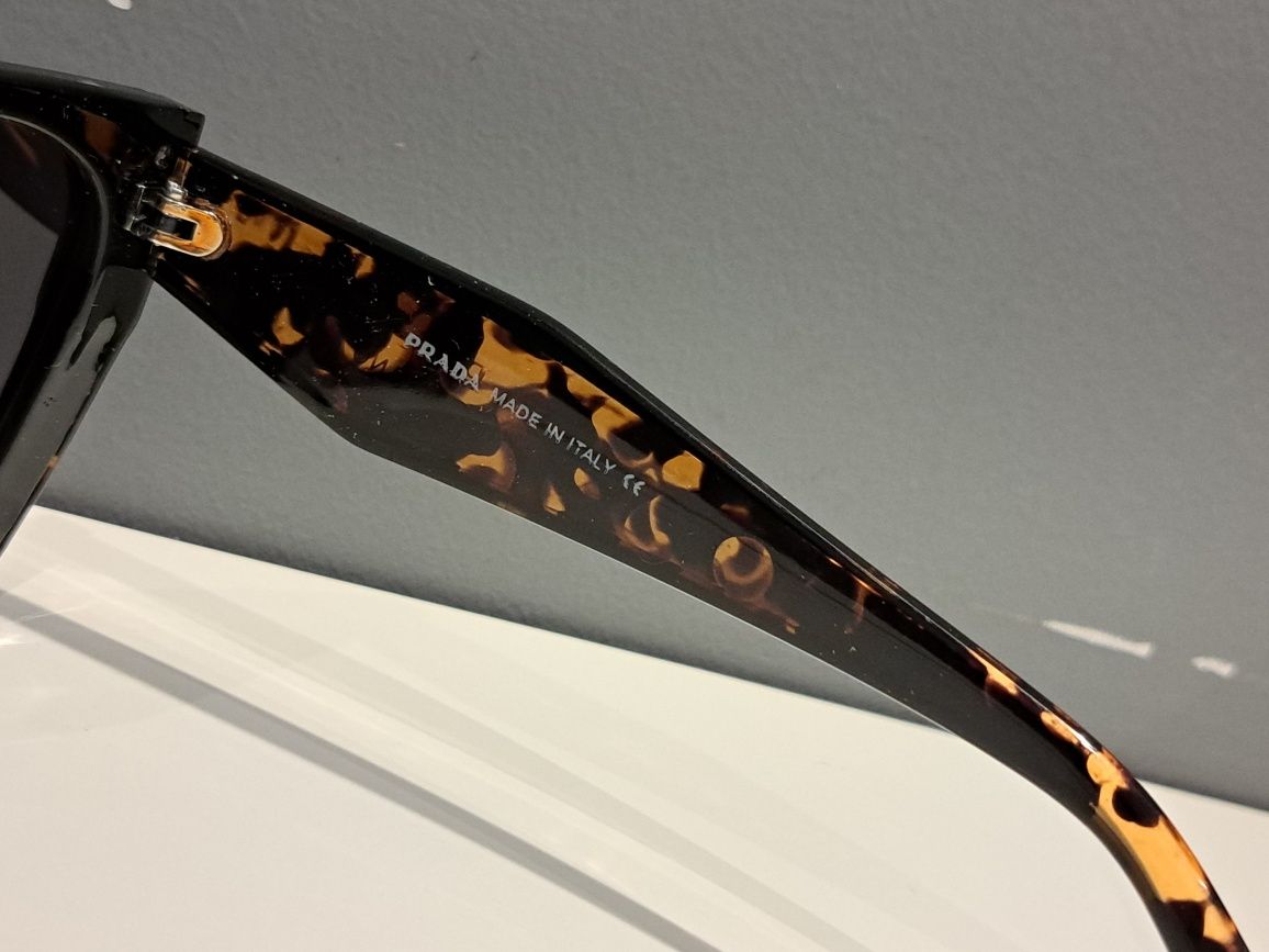 PRADA damskie brązowe polaryzacyjne okulary przeciwsłoneczne panterka