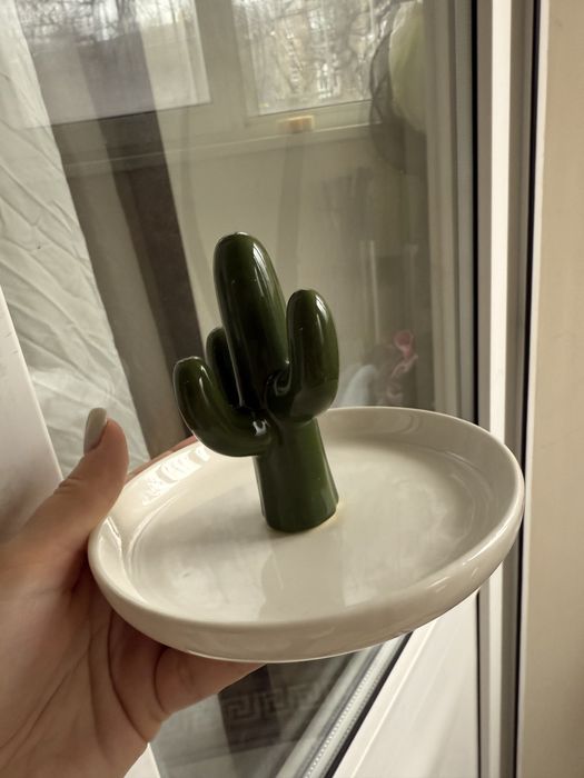 Коамічна підставка для каблучок з кактусом