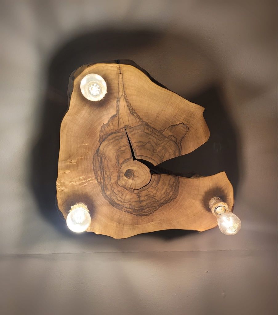 Lampa wisząca z plastra orzech włoski sznur jutowy Loft Handmade