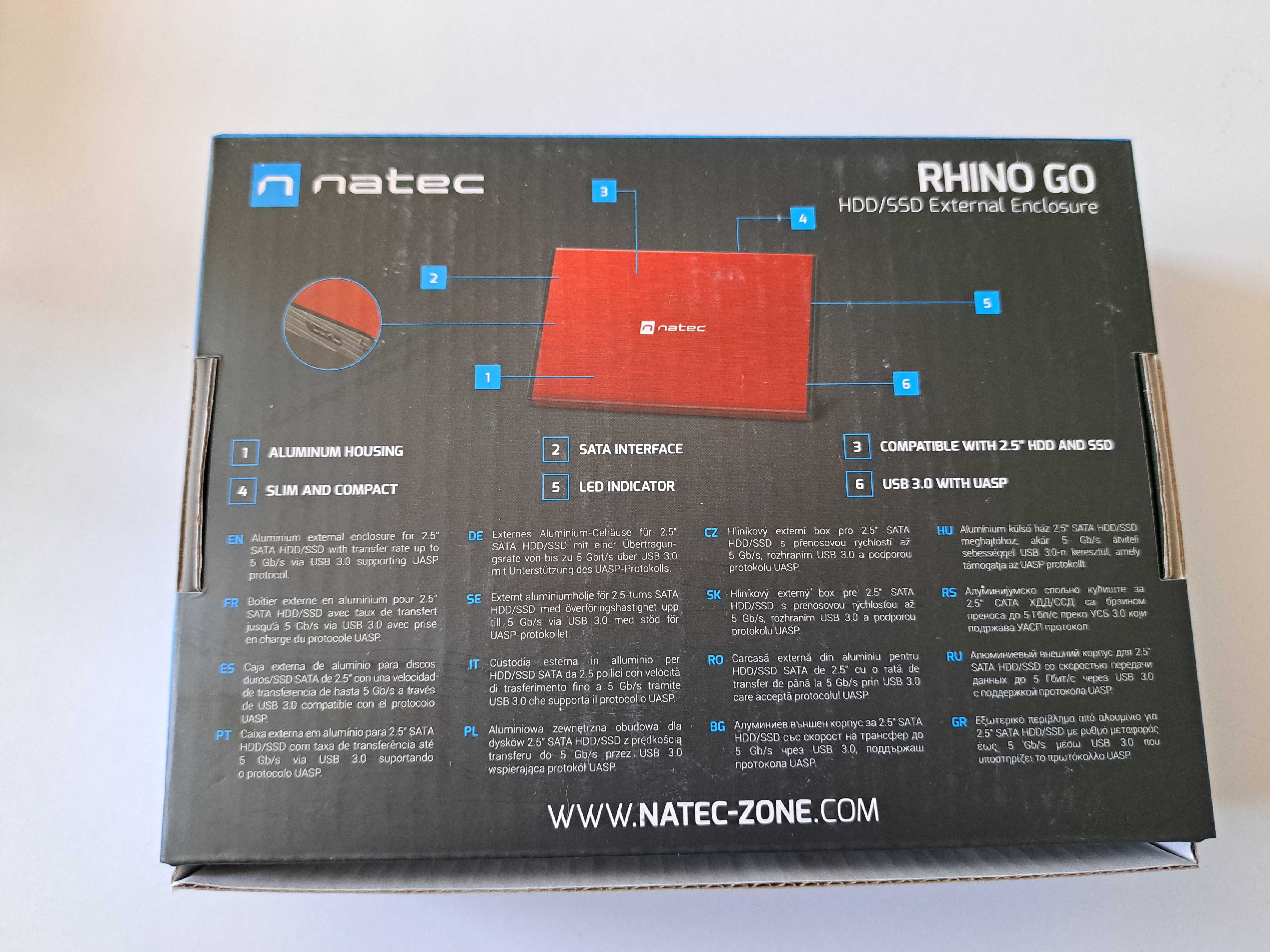 Dysk zewnętrzny NATEC RHINO 500 GB czerwony