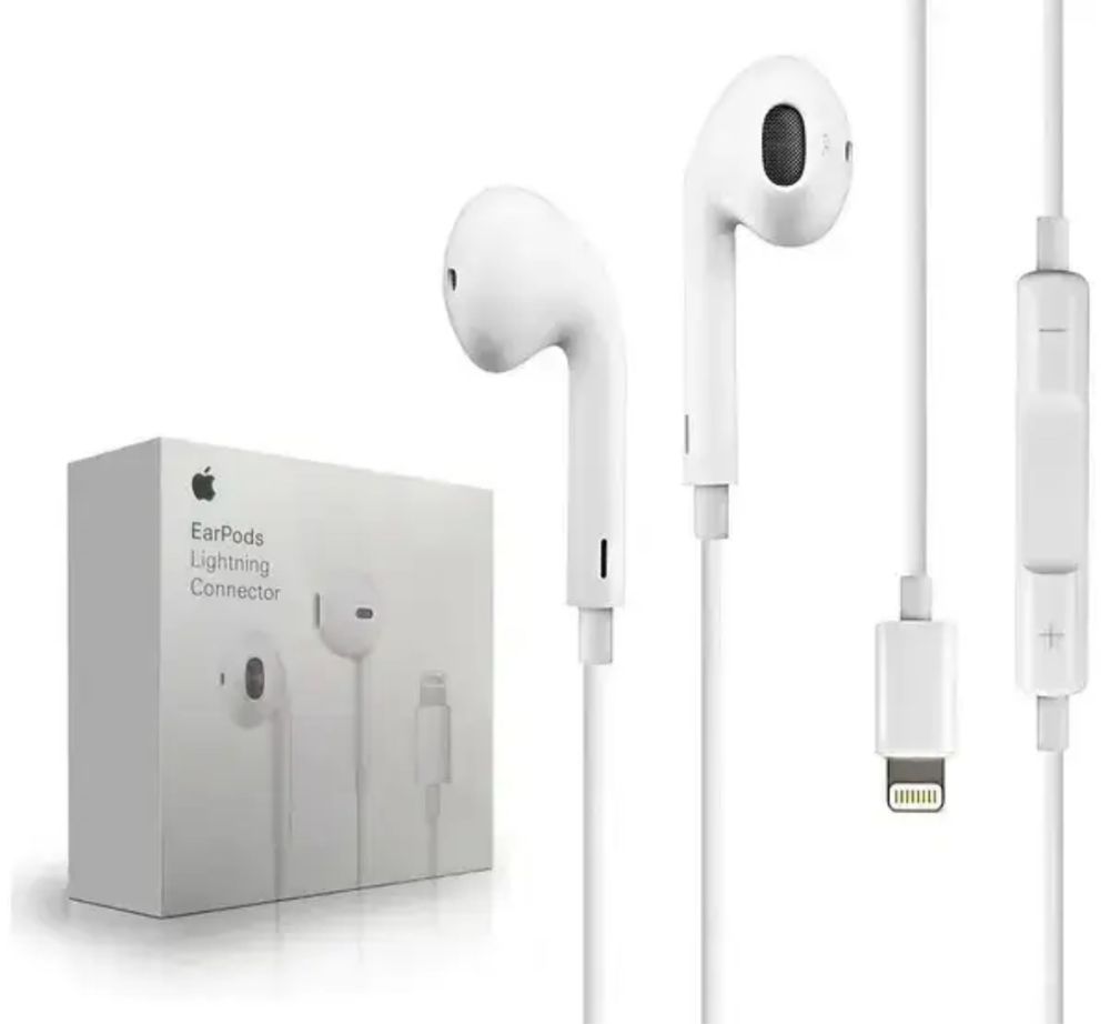 Навушники apple aphone дротові EarPods Lightning, білі, з мікрофоном