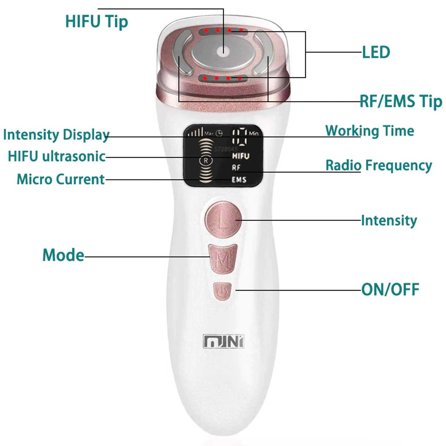 MINI HIFU FOCALIZADO + RADIOFREQUENCIA + EMS + LEDS