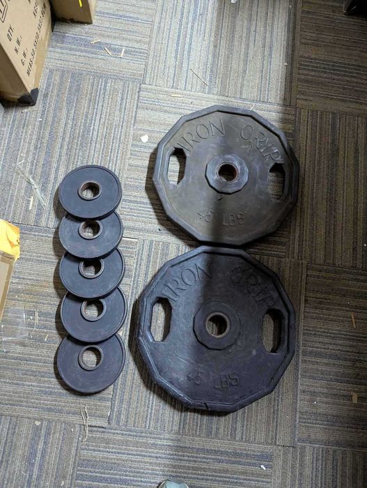 Бамперні обрезинені диски Iron Grip 2×45lb + 5 дисків по 5lb