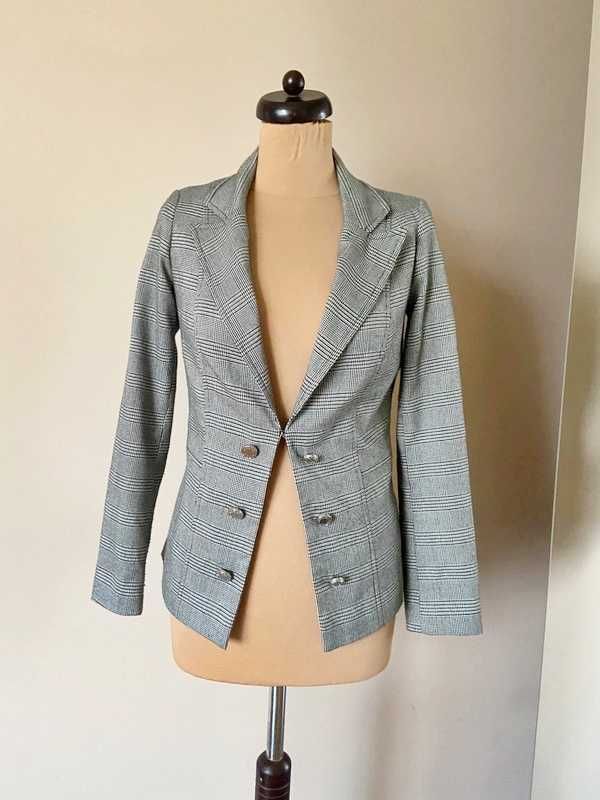 38 36 żakiet marynarka blazer krata dopasowana skrojona basic lipsy