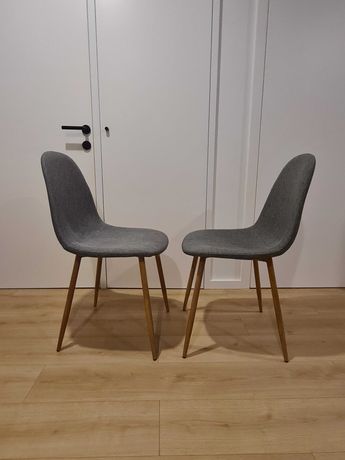 2 cadeiras modernas cinzentas tecido e ferro cozinha de qualidade