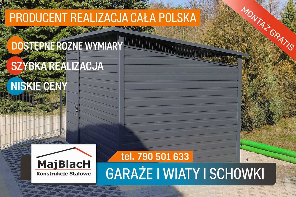 ŚMIETNIK BLASZANY GRAFITOWY Wiata Śmietnikowa -Garaże  -Maj-Blach