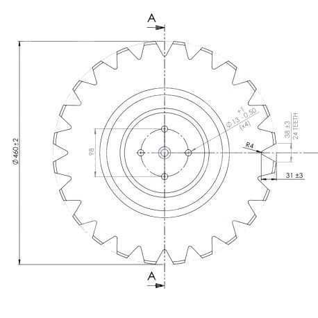 Talerz do brony UNIA 460 mm, 98x4 otwory, grubość 4 mm