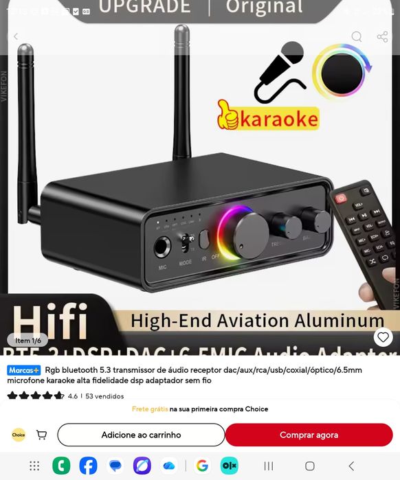 Adaptador de áudio amplificador