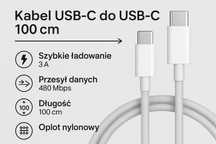 Kabel USB-C – USB-C 100cm | Wzmocniony oplot | Szybkie ładowanie