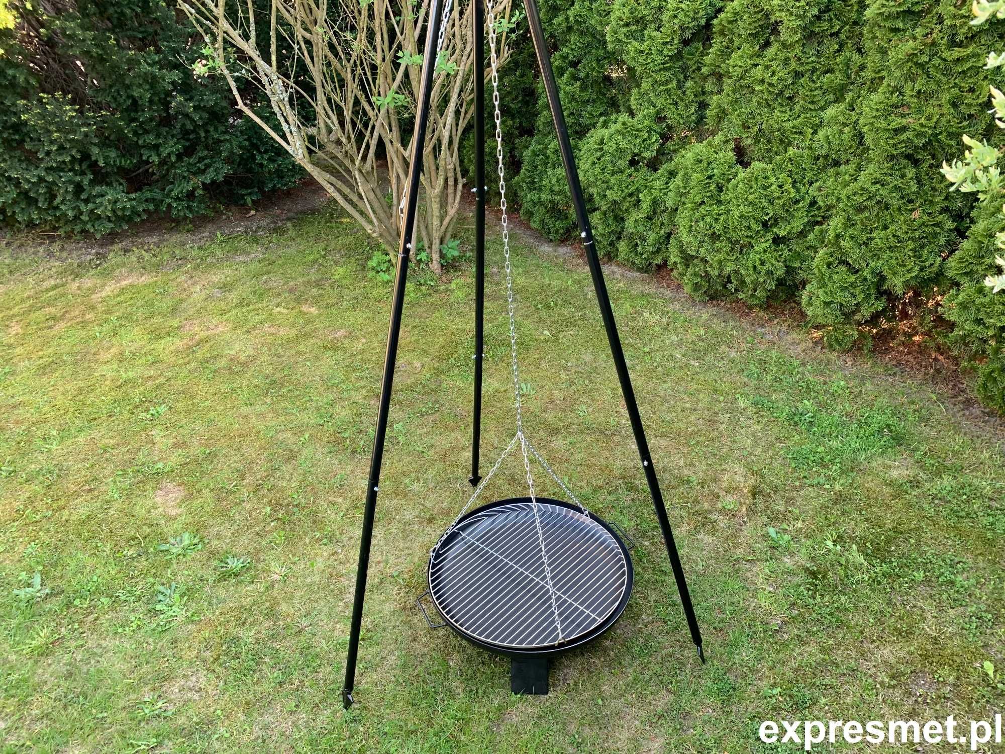 Grill ogrodowy wiszący Trójnóg KUTY DUŻY RUSZT ! GRILL 60cm LOFT nikie