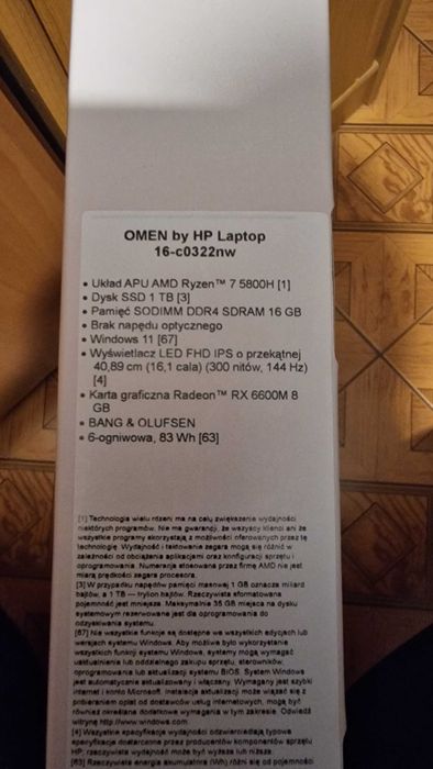 Laptop HP OMEN 16-c0322nw 16,1" AMD Ryzen 7 16 GB / 1000 GB