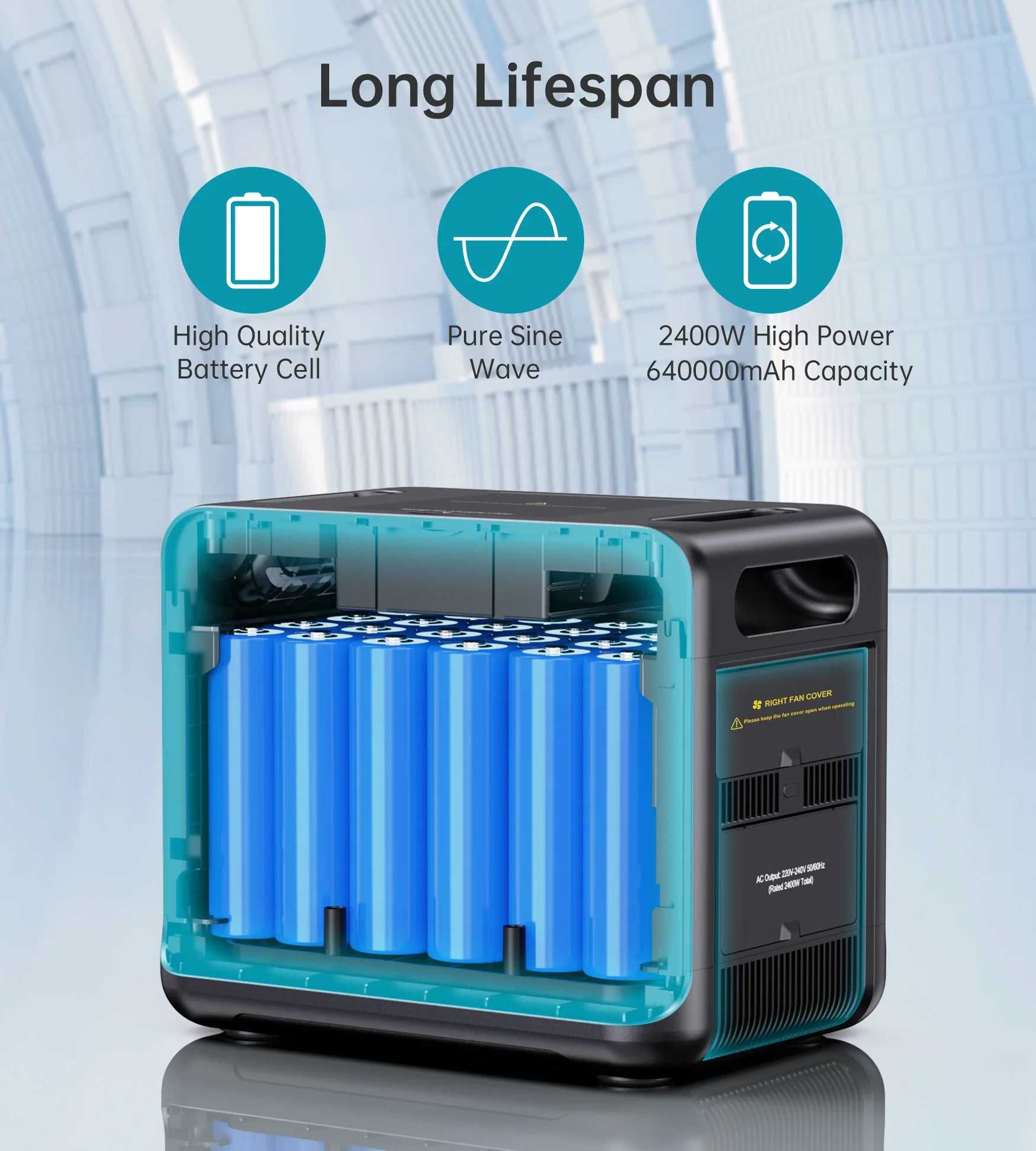Зарядна станція CHOETECH BS008 / 2400 Вт / 2048 Вт⋅год / LiFePO4