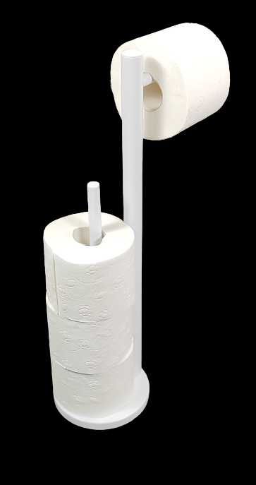 Stylowy stojak na papier toaletowy z uchwytem - biały
