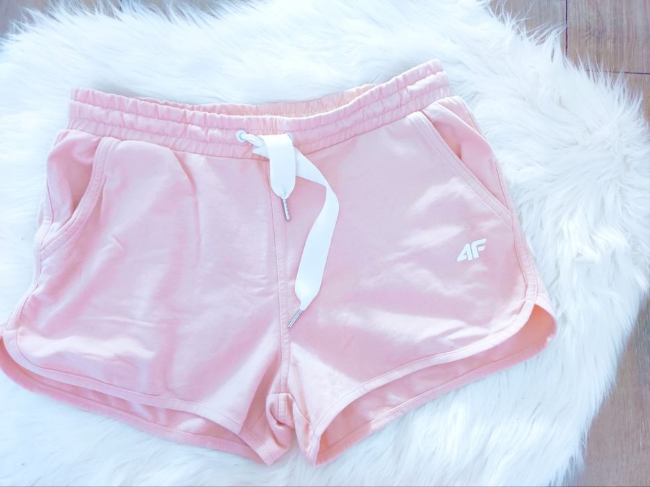 Spodenki szorty wysoki stan pudrowy róż 4F