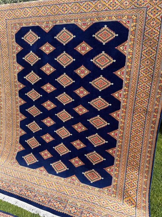 Dwa nowe kaszmirowe + jedwab DYWANY Pakistan Buchara 260x200 i 140x72