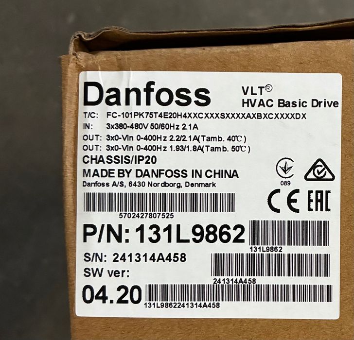 Falownik Danfoss VLT HVAC Basic Drive FC-101 0,75kW