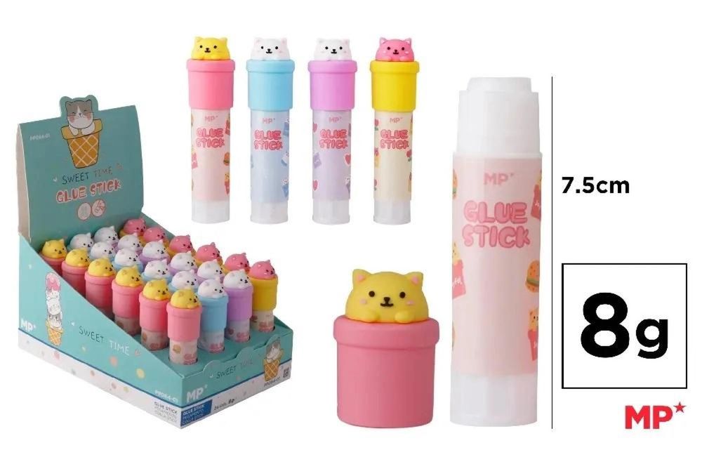 Klej w sztyfcie Kotki 8g (24szt) MP Main Paper pudełko,