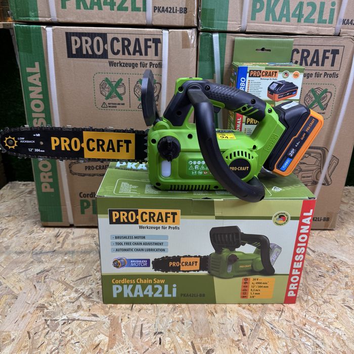 Акумуляторна ланцюгова пила Procraft PKA42Li (20В, 4А·г, 1 АКБ ЗП