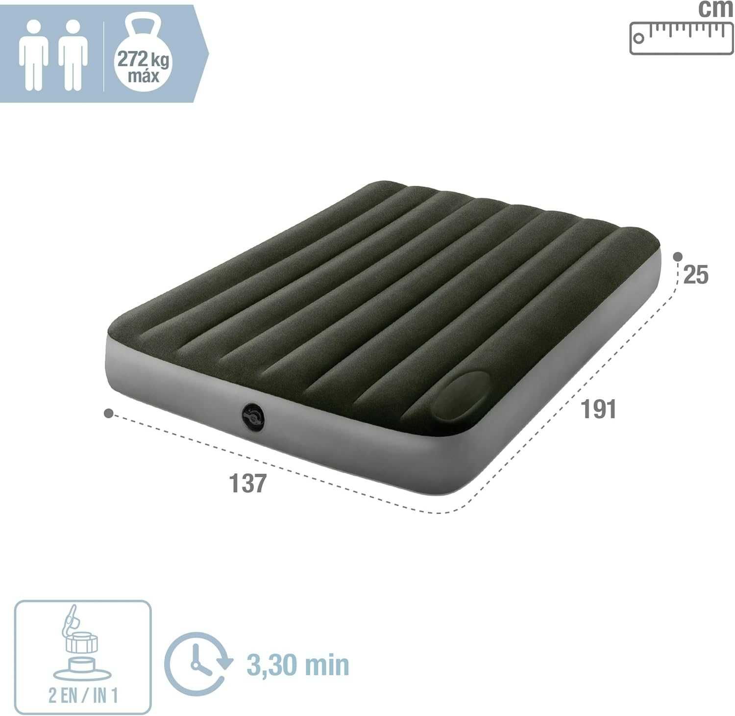 MATERAC 2os z pompką nożną INTEX 64762 welurowy 191 x 137 x 25 cm s978
