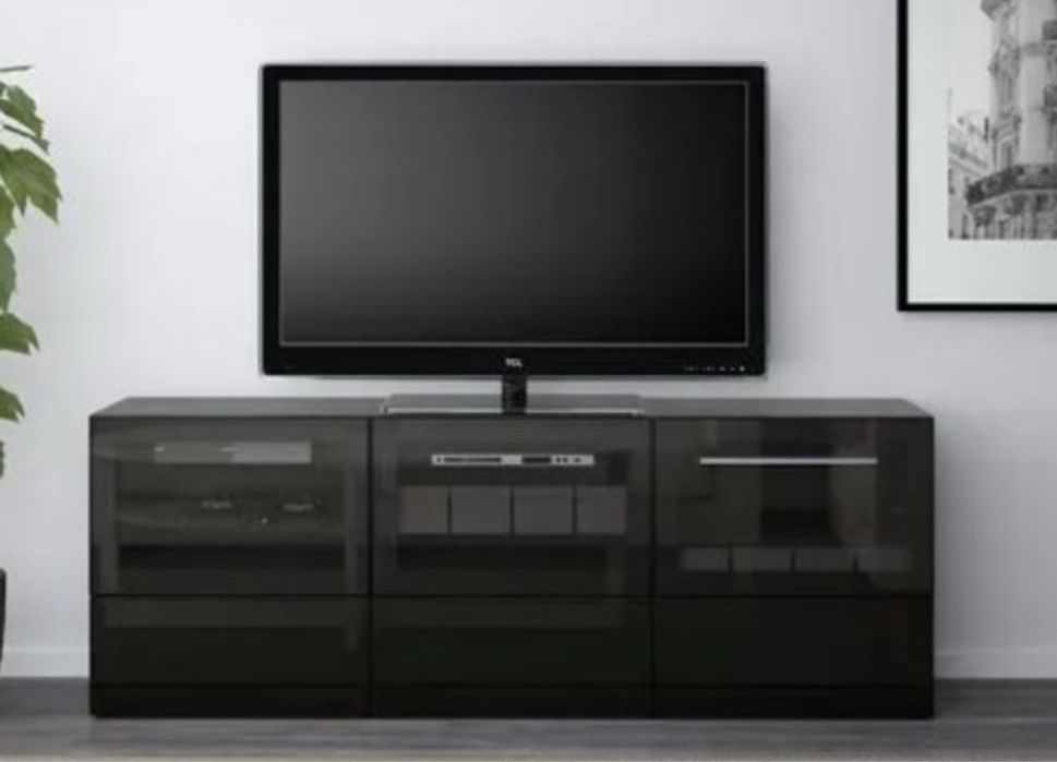 IKEA stolik szafka pod TV czarne szkło
