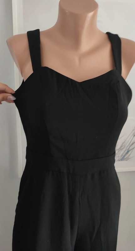 Kombinezon czarny szerokie nogawki H&M S
