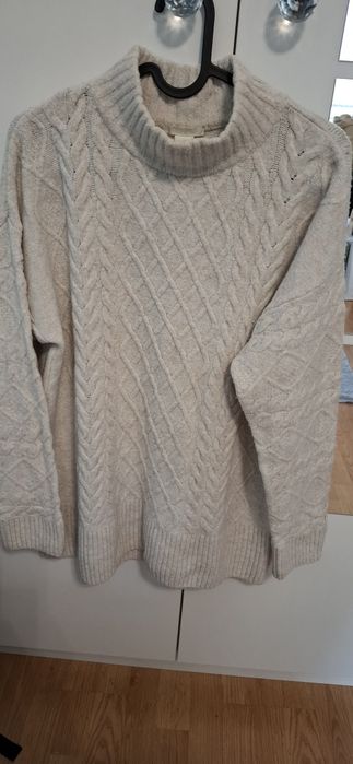 Dłuższy beżowy sweter H&m r.m 170 cm