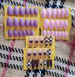 Unhas Postiças Press-On lisas ou estampadas pré-pintadas