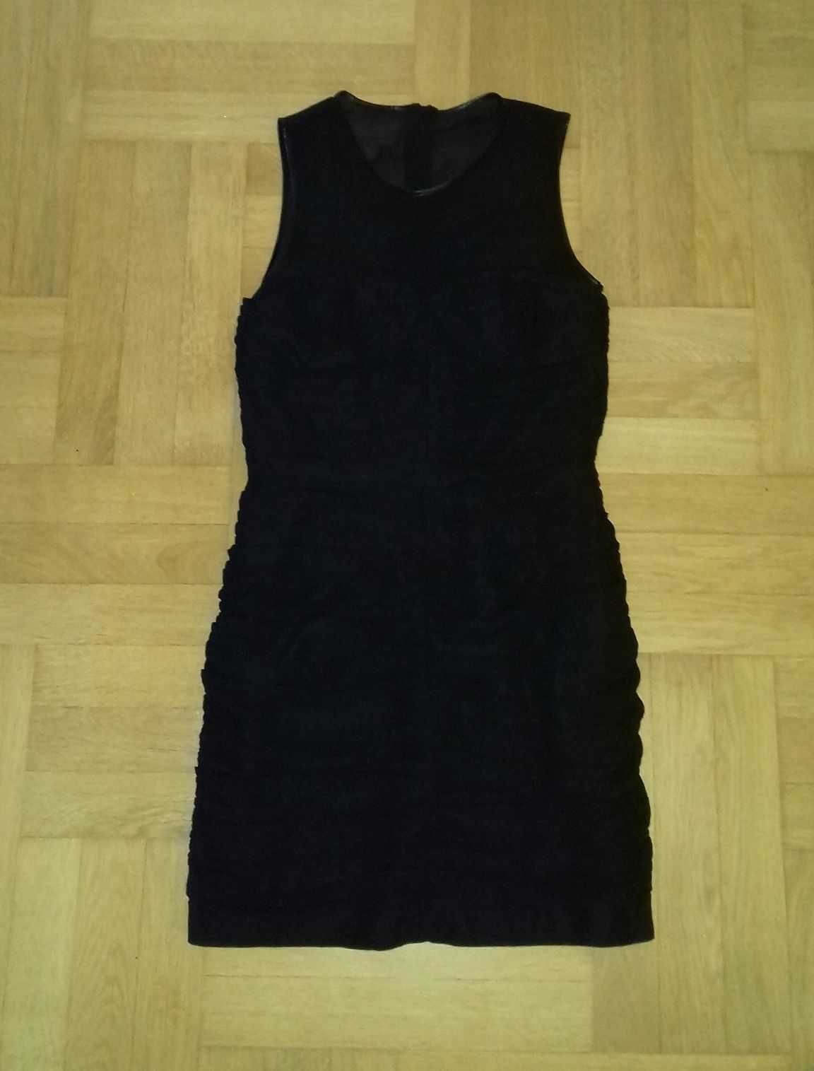 H&M 38 S/M mała czarna sukienka mgiełka marszczona