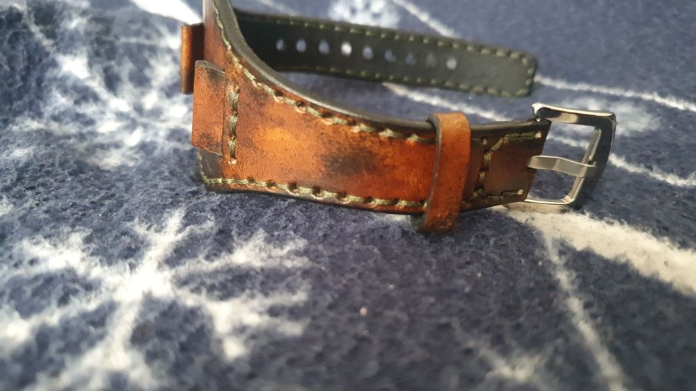 Pasek do zegarka z podkładką jednoczęściowy .18mm skóra naturalna