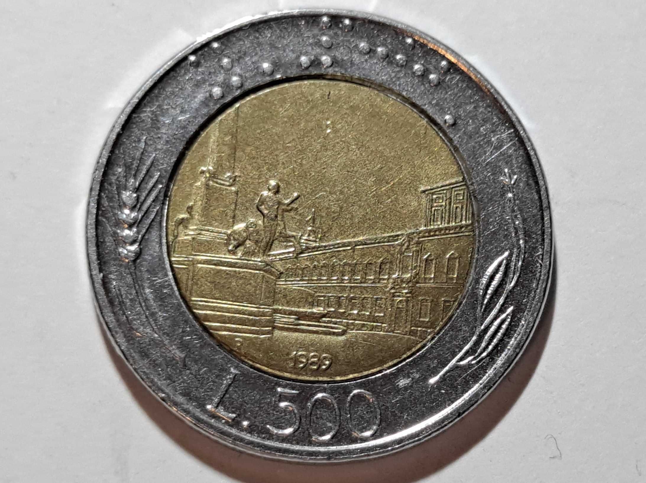 moneta - 500 Lirów 1989 rok,  Włochy - bimetal