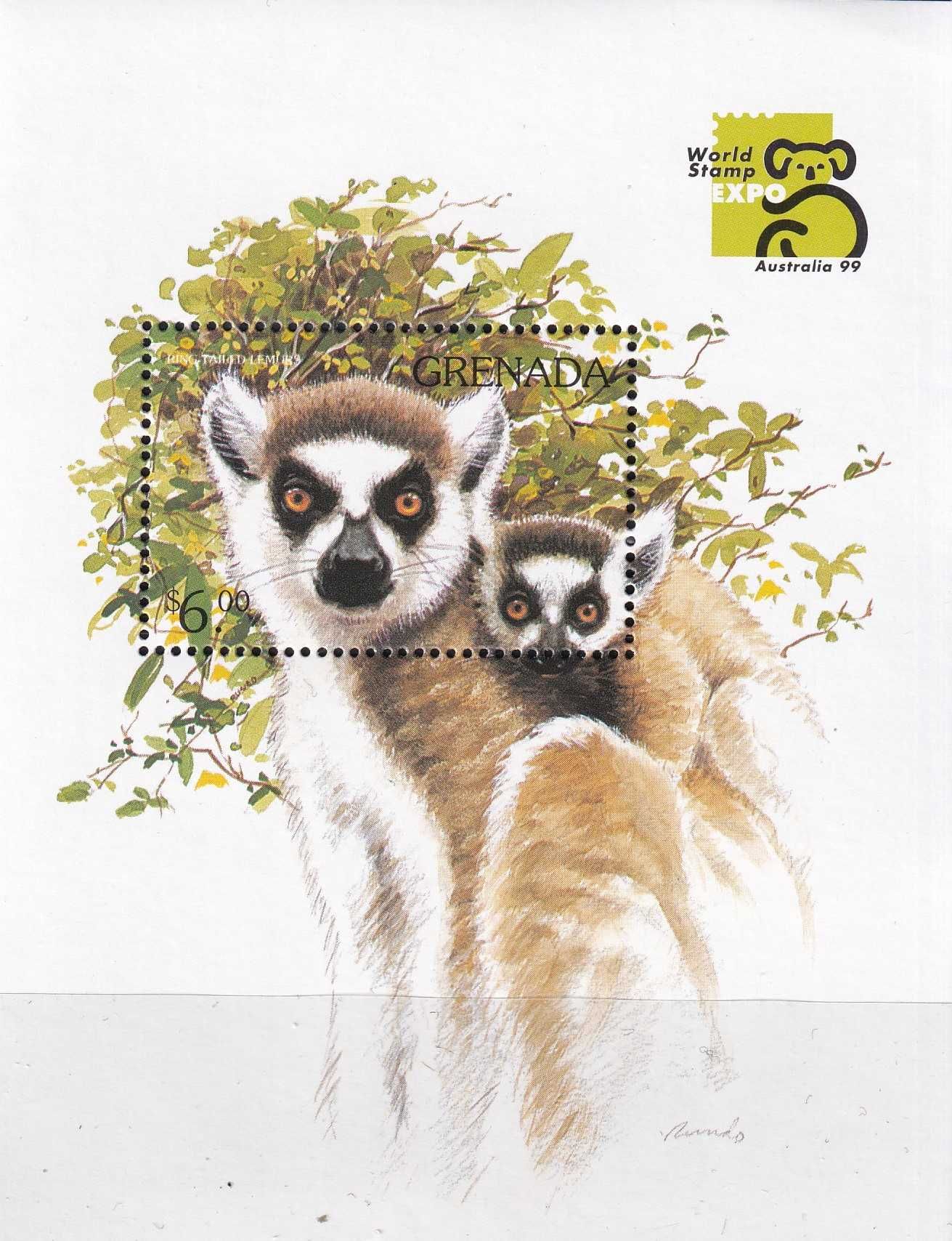 Grenada 1993 cena 6,50 zł kat.5€ (2) - fauna, małpy