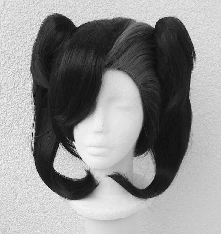 Krótka czarna peruka z kitkami Marnie Pokemon cosplay czarny wig
