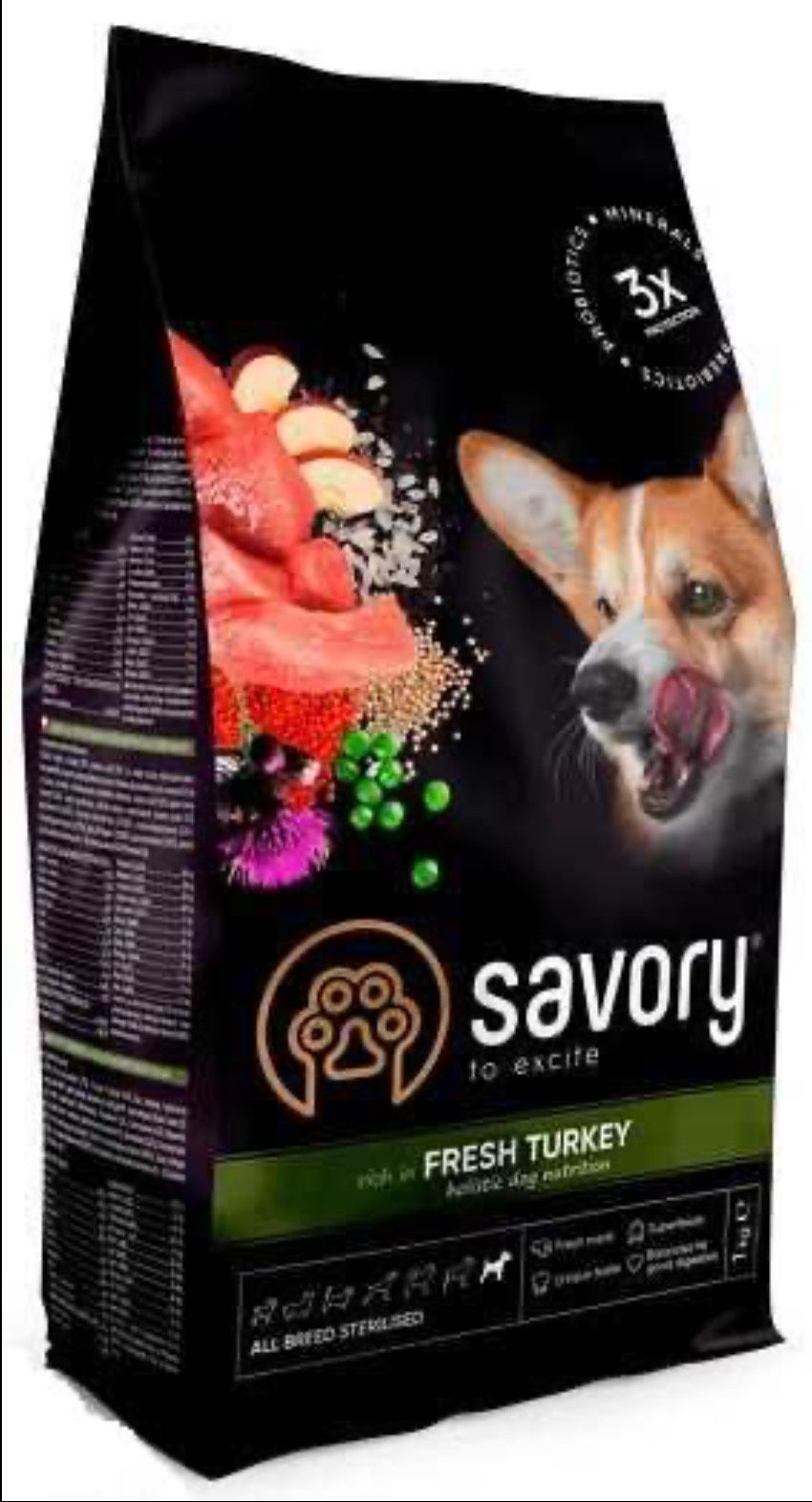 Savory 12 кг(Сейвори) All Breed Sterilised Fresh Turkey Сухой корм из